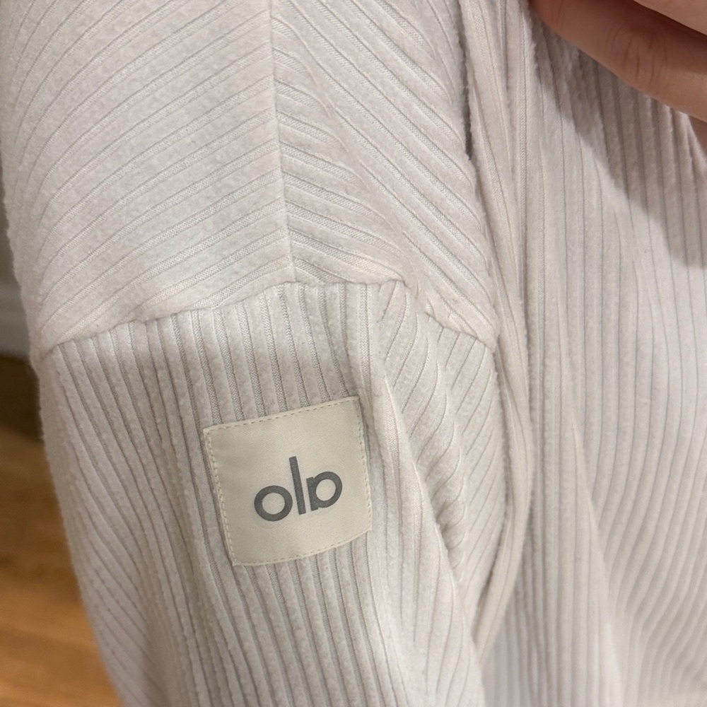 ALO Cream Ribbed Hoodie - Picture 8 of 13